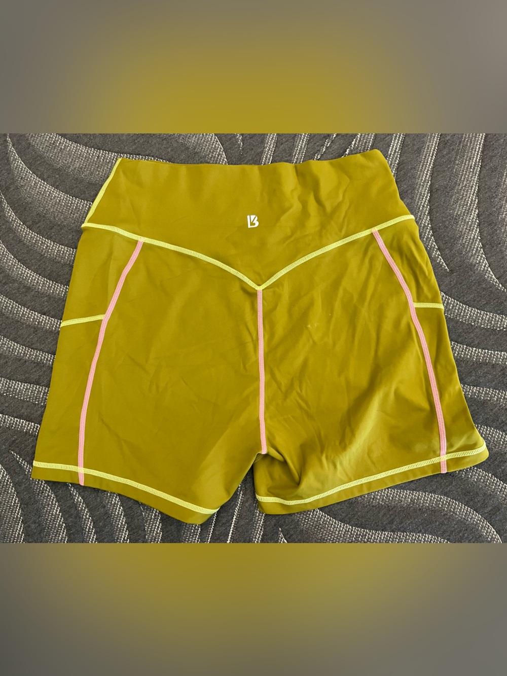 BuffBunny Collection Wave shorts Bright Olive Green with pink and green stiching